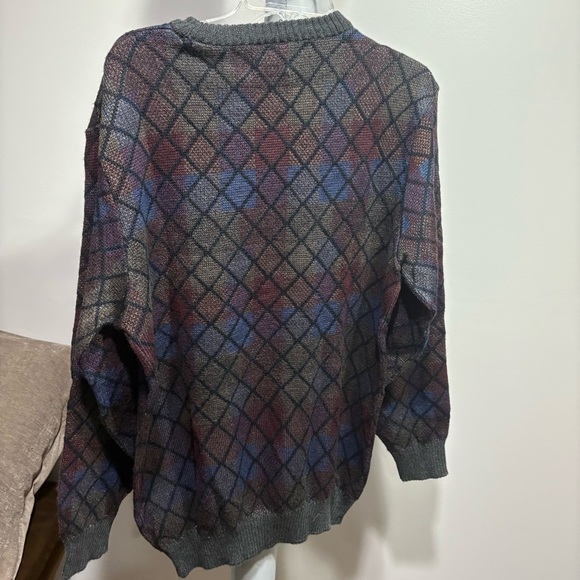 Vtg Natural Issue Sweater Mens Large Multicolor Plaid Grandpa Preppy Academia - Picture 4 of 8